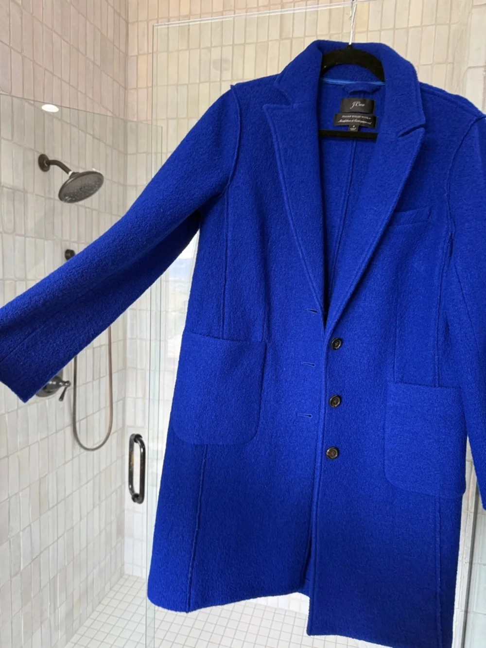 J. Crew Women’s Wool Royal Blue Overcoat - Picture 3 of 7